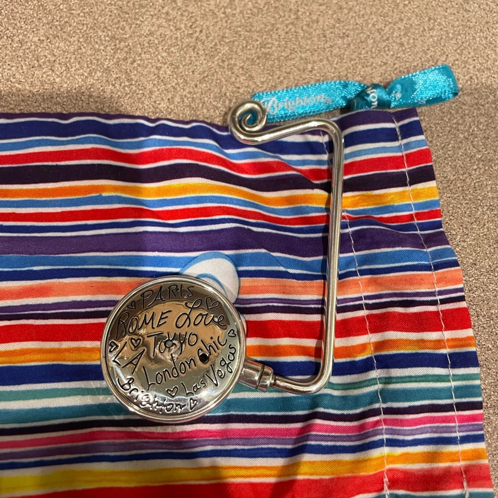 Vintage Brighton Silver Metal Purse Hook Hanger Table Holder